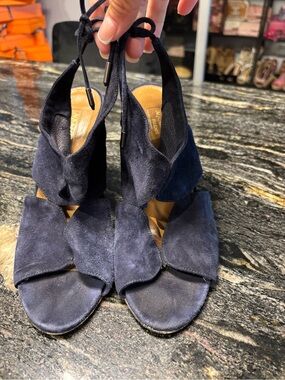 Suede Navy Lace-Up Women’s Sandals Aquazzura